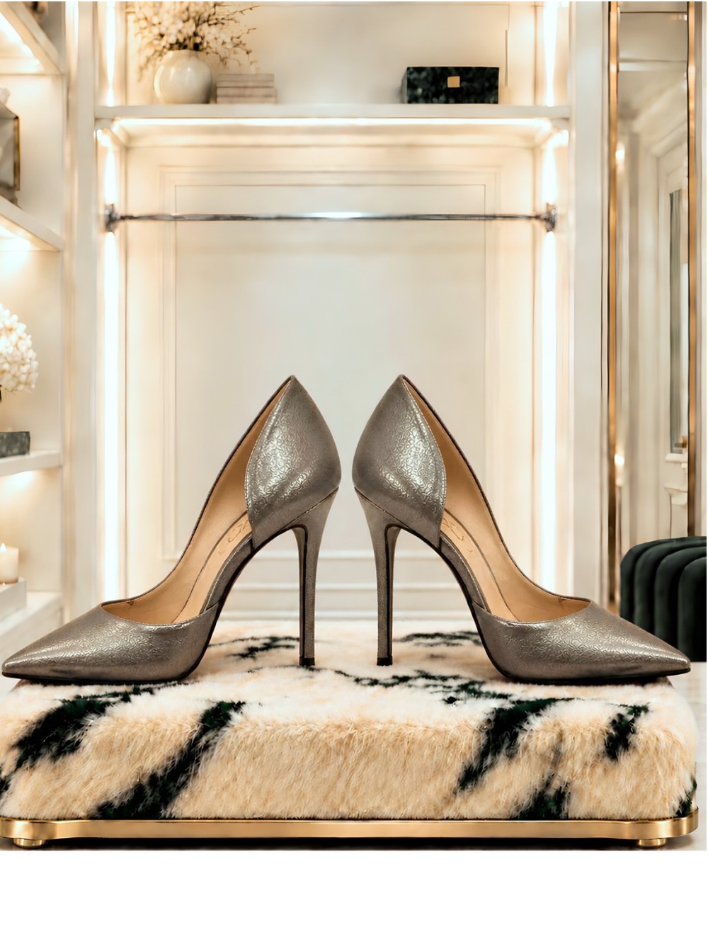 Jessica Simpson JS-Claudette Gunmetal Metallic Stiletto Pumps | Size 8